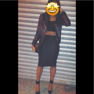 H&M midi black body-con skirt